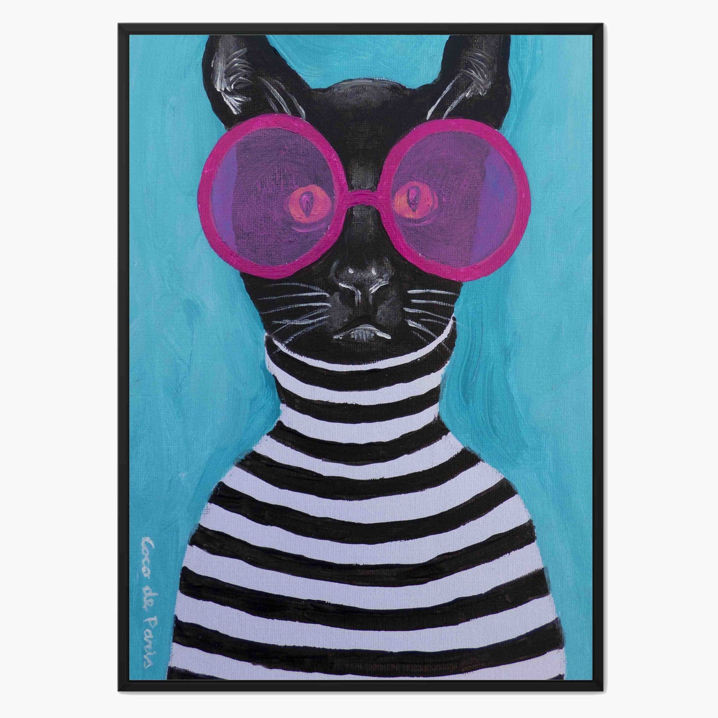 STRIPY BLACK CAT | CANVAS