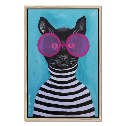 STRIPY BLACK CAT | CANVAS