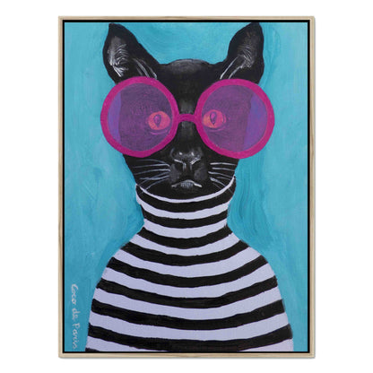 STRIPY BLACK CAT | CANVAS