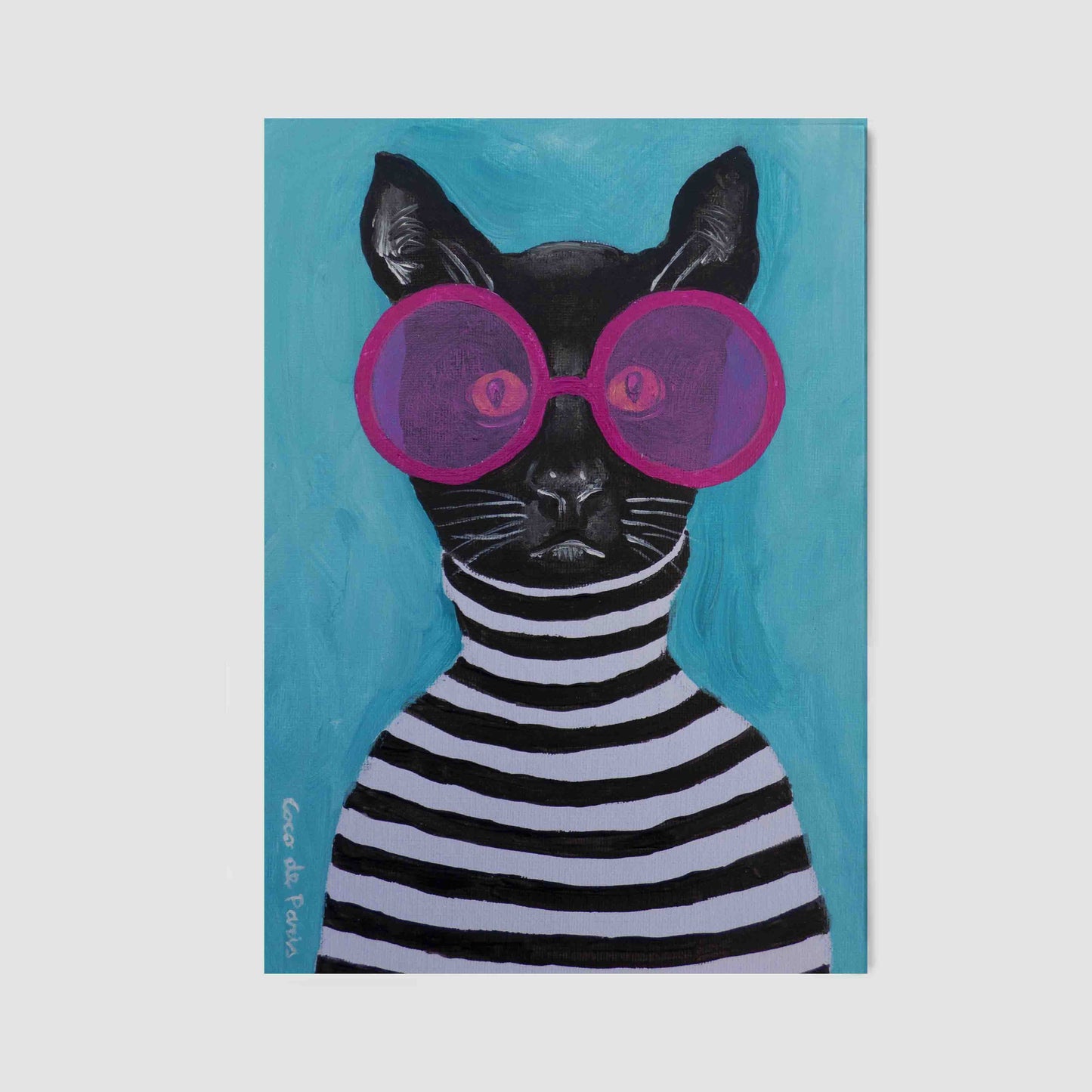 STRIPY BLACK CAT | CANVAS