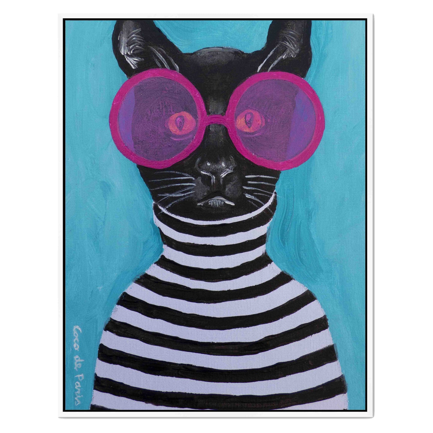 STRIPY BLACK CAT | CANVAS