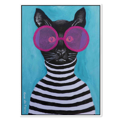 STRIPY BLACK CAT | CANVAS