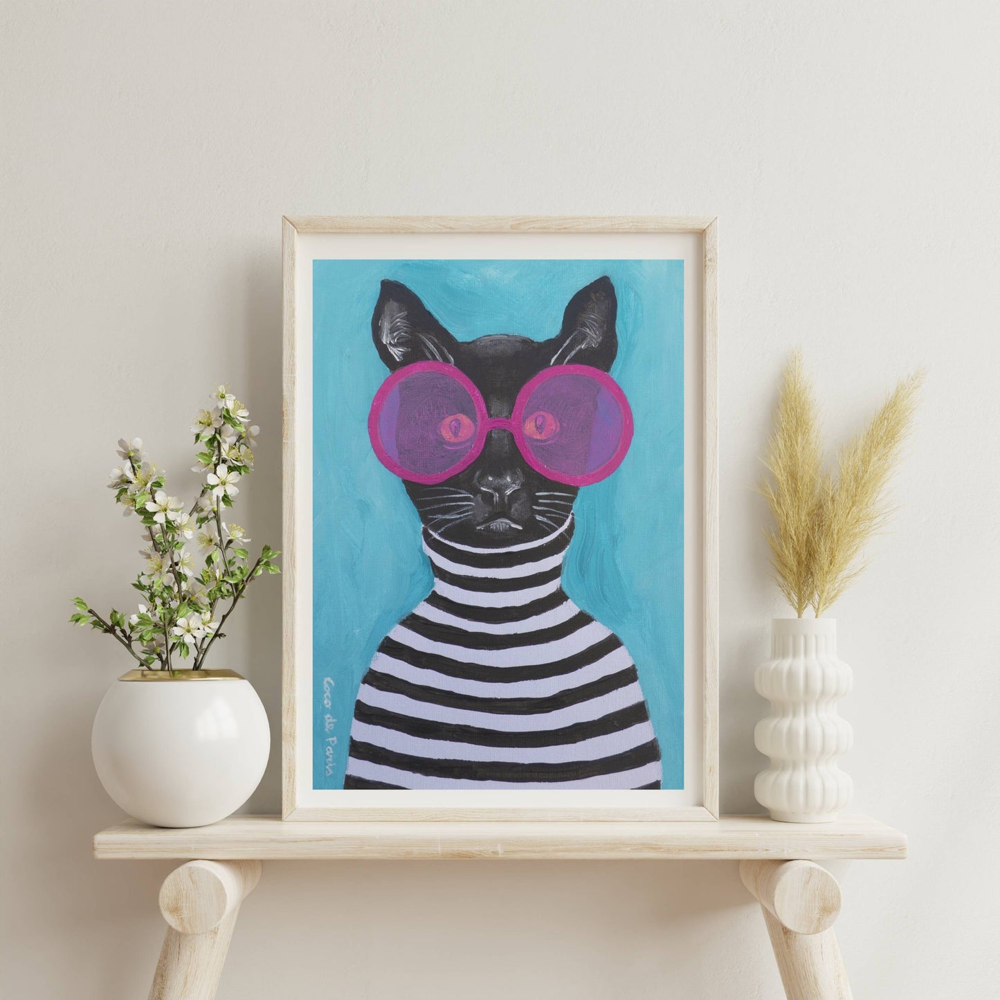 STRIPY BLACK CAT | PRINT