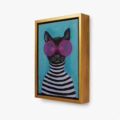 STRIPY BLACK CAT | CANVAS