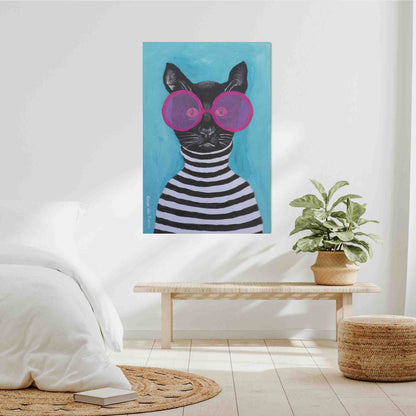 STRIPY BLACK CAT | CANVAS