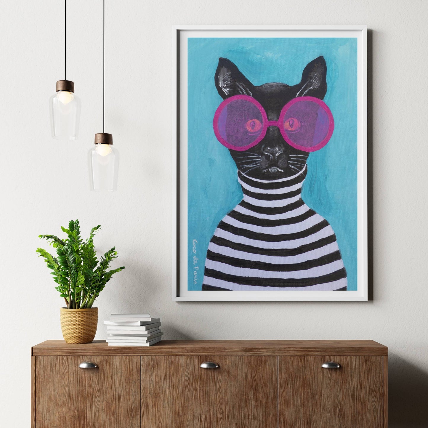 STRIPY BLACK CAT | PRINT