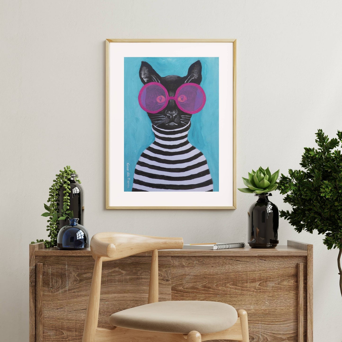 STRIPY BLACK CAT | PRINT