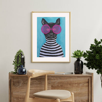 STRIPY BLACK CAT | PRINT