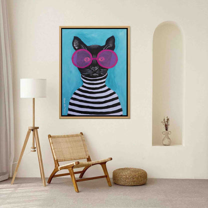 STRIPY BLACK CAT | CANVAS