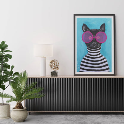 STRIPY BLACK CAT | PRINT