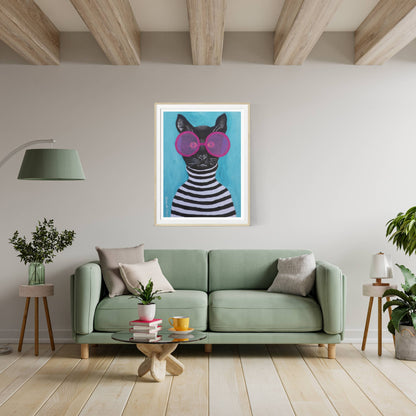 STRIPY BLACK CAT | PRINT