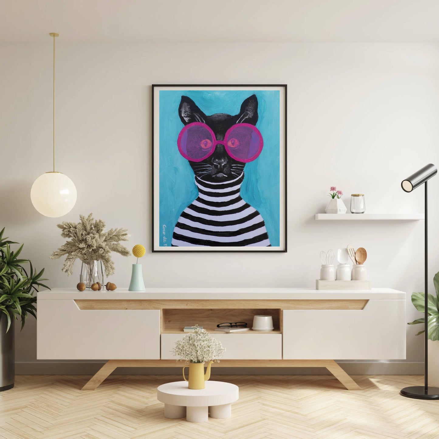 STRIPY BLACK CAT | PRINT
