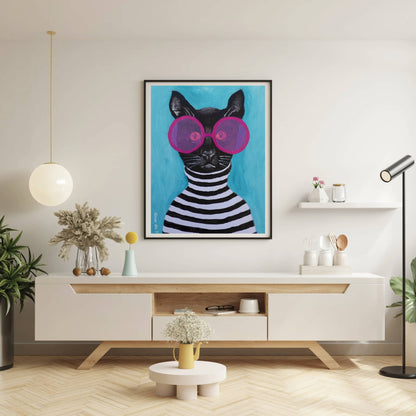 STRIPY BLACK CAT | PRINT