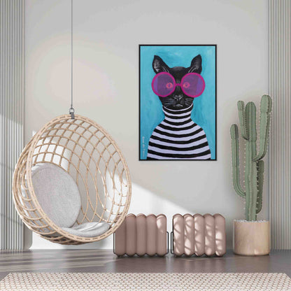 STRIPY BLACK CAT | CANVAS