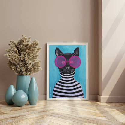 STRIPY BLACK CAT | PRINT