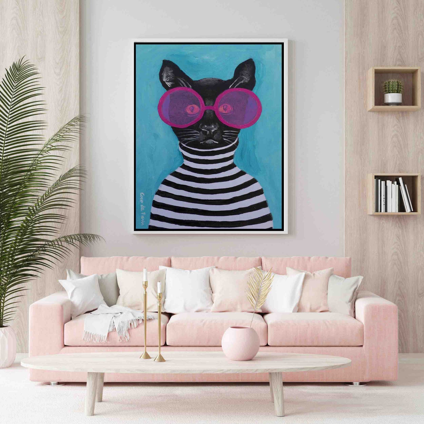 STRIPY BLACK CAT | CANVAS