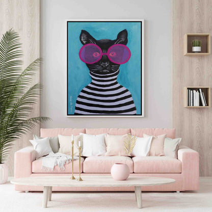 STRIPY BLACK CAT | CANVAS