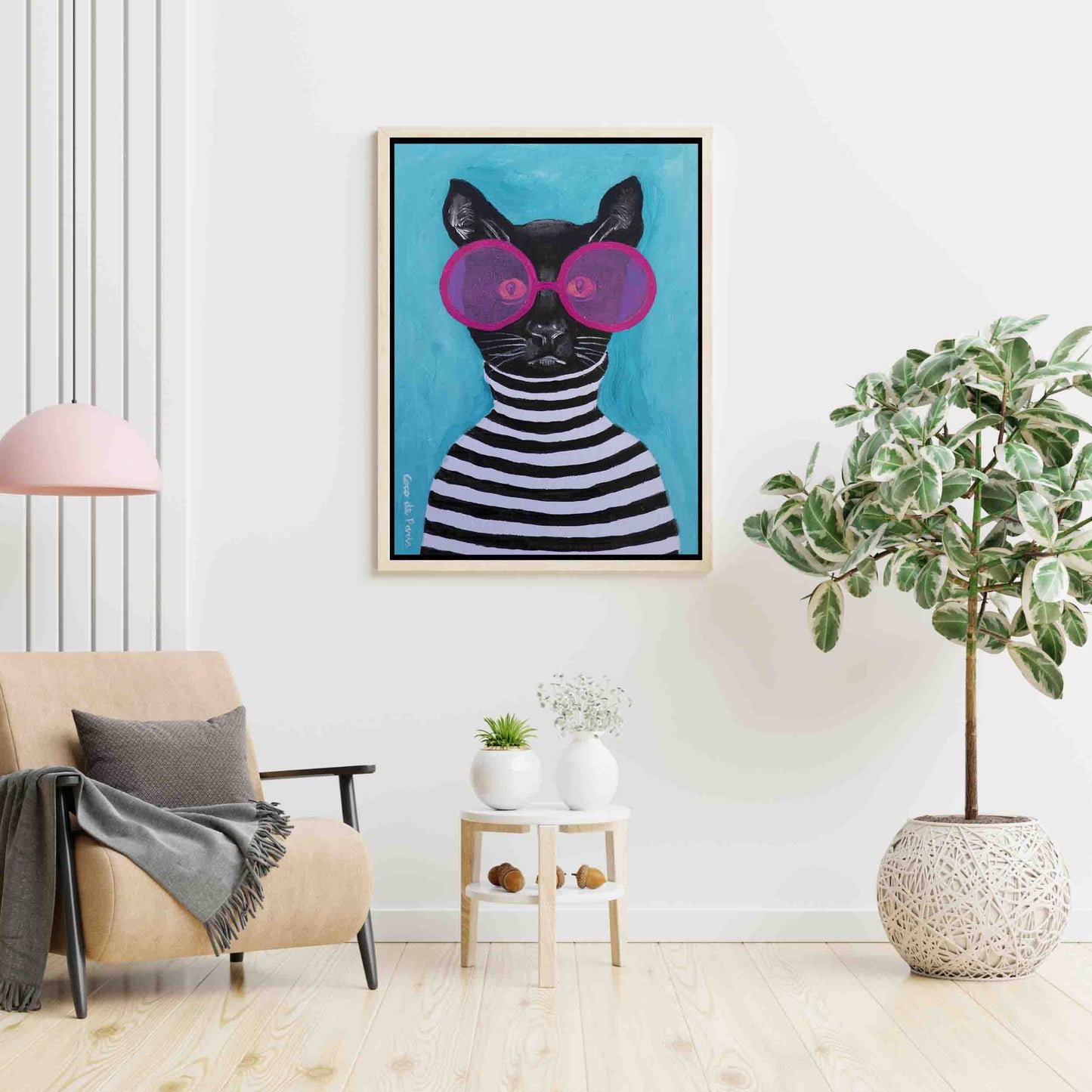 STRIPY BLACK CAT | CANVAS