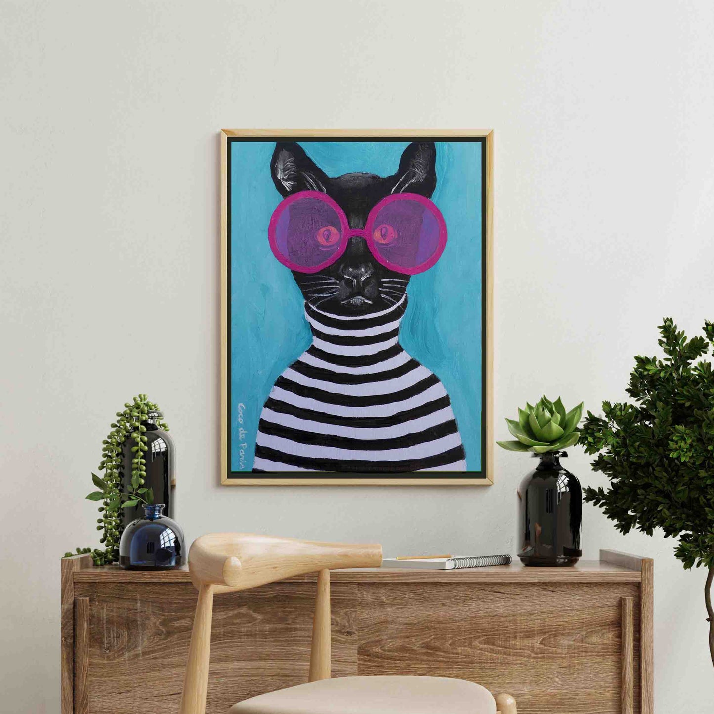 STRIPY BLACK CAT | CANVAS