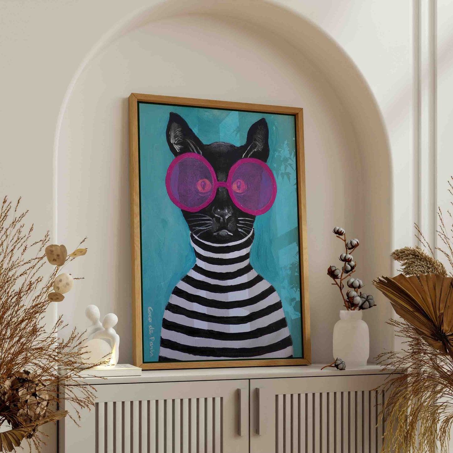 STRIPY BLACK CAT | CANVAS