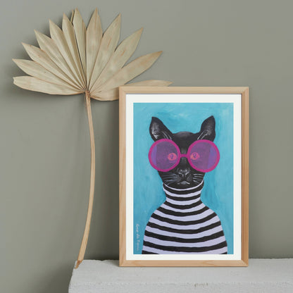 STRIPY BLACK CAT | PRINT