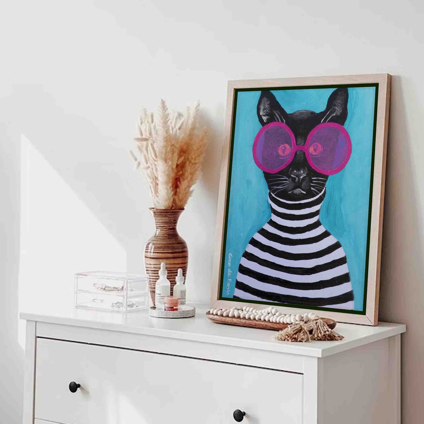 STRIPY BLACK CAT | CANVAS